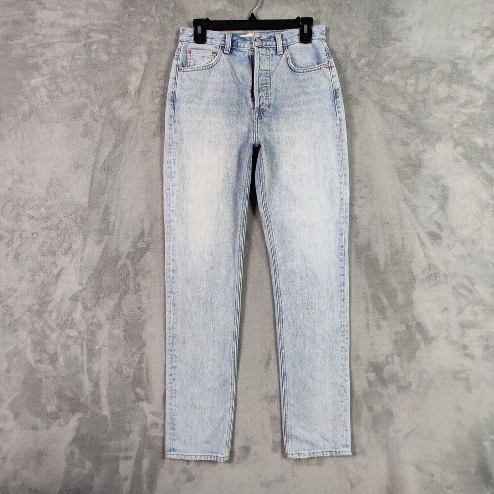 Aritzia Denim Forum Jeans Women 27 Blue Nina Stovepipe Straight High Rise Pants